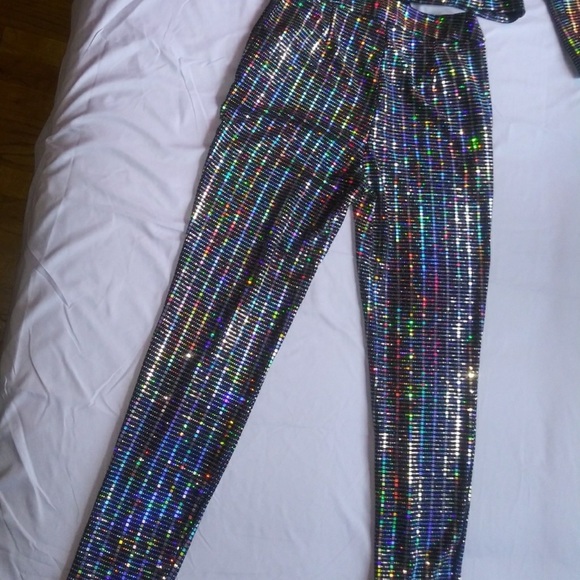 HOT MIAMI STYLES Iridescent Bling 2 piece Suit - Picture 2 of 4